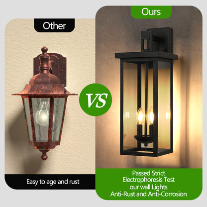 22" Matte Black Outdoor Wall Lantern with Dusk to Dawn Sensor - view 7