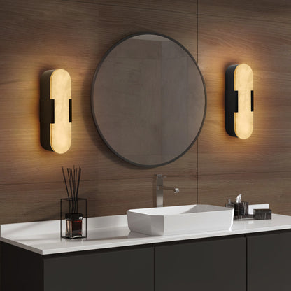 13.8" Black Marble Wall Sconce, Set of 2 - view 3