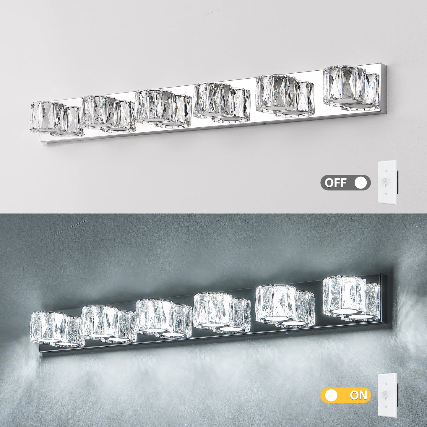 41" 6-Light Chrome Crystal Vanity Wall Light - view 6