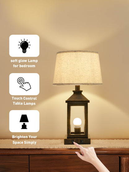 20.5" Black & Gold Farmhouse Touch Table Lamp - view 6
