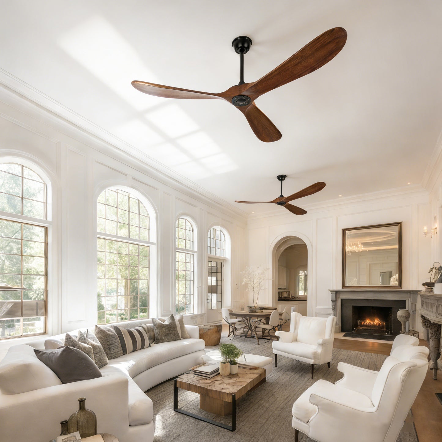 72" Walnut Solid Wood Ceiling Fan with Remote - view 6