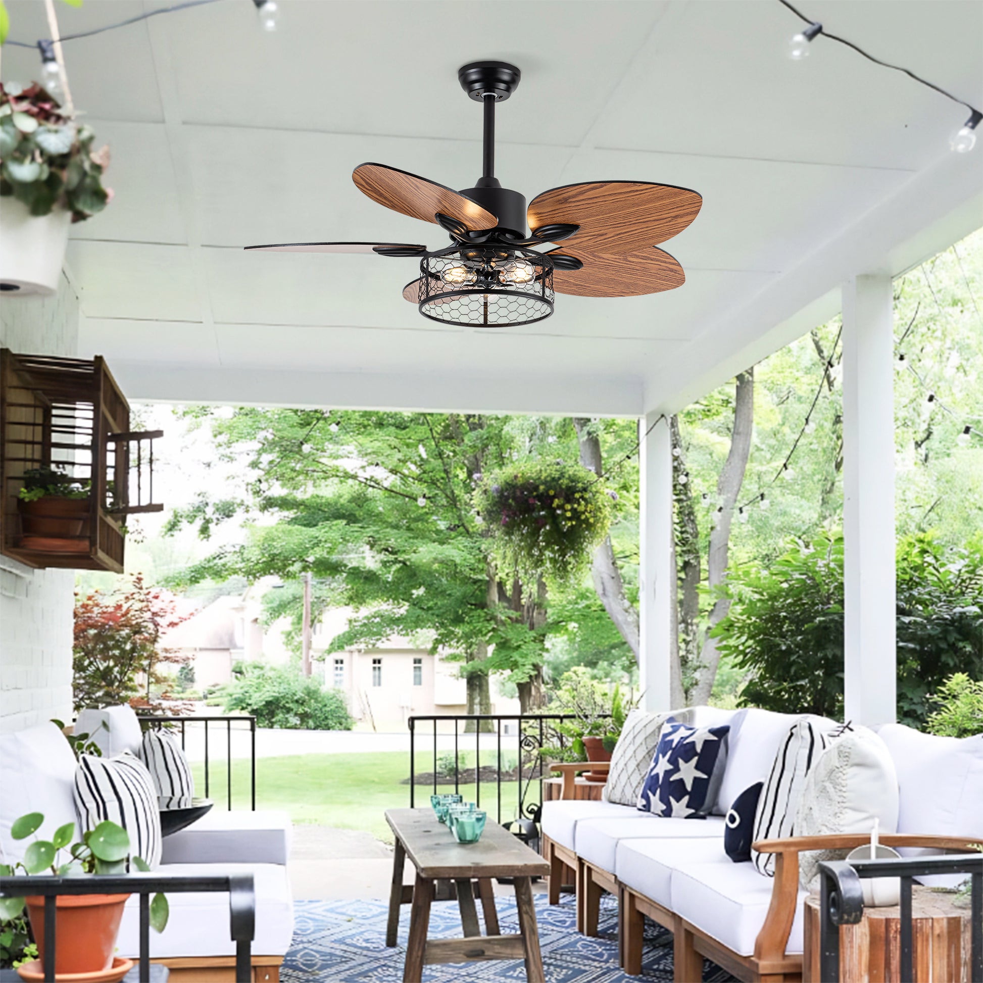42" Matte Black Ceiling Fan with Light and Remote - view 6