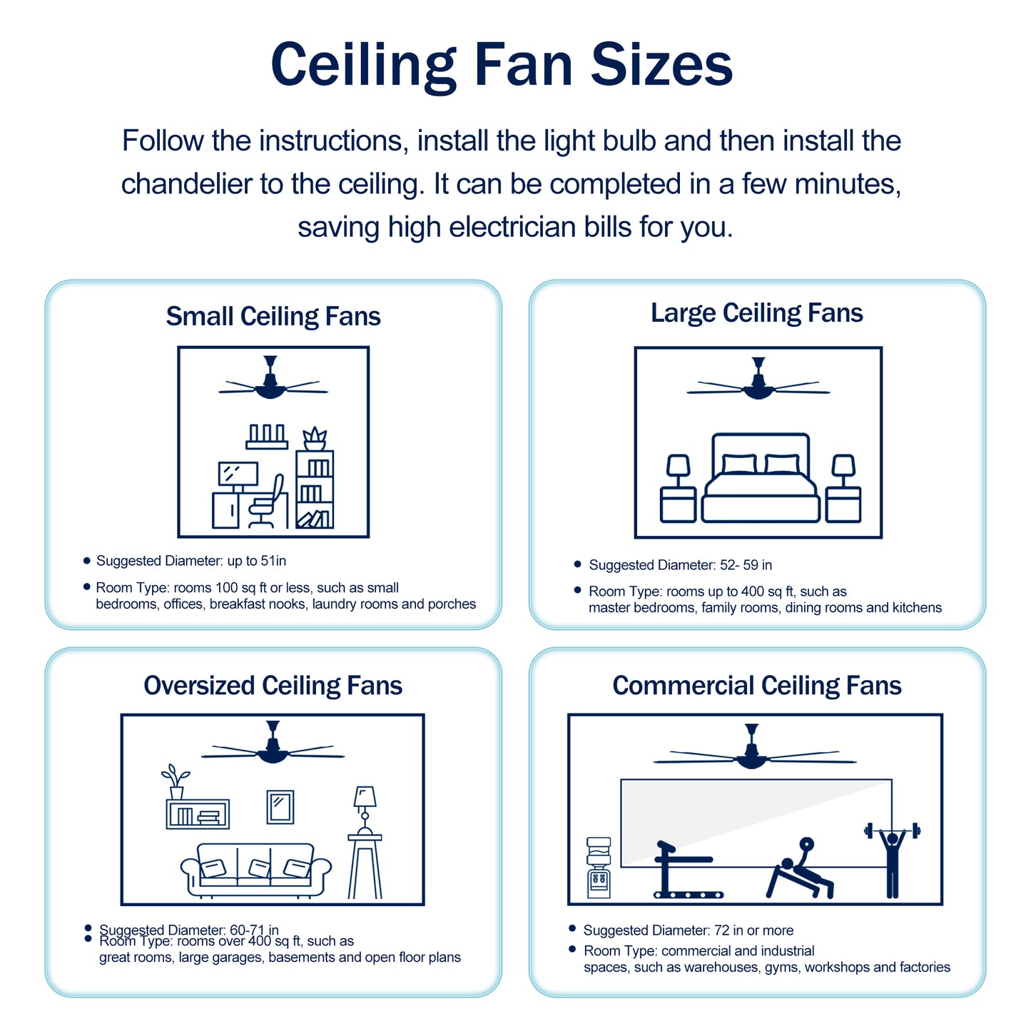 52" Matte Black 3-Blade Ceiling Fan with Light - view 13