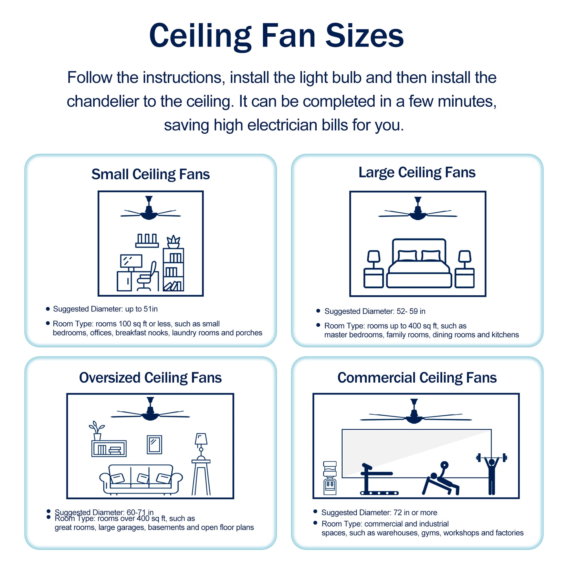 52" Matte Black 3-Blade Ceiling Fan with Light - view 13