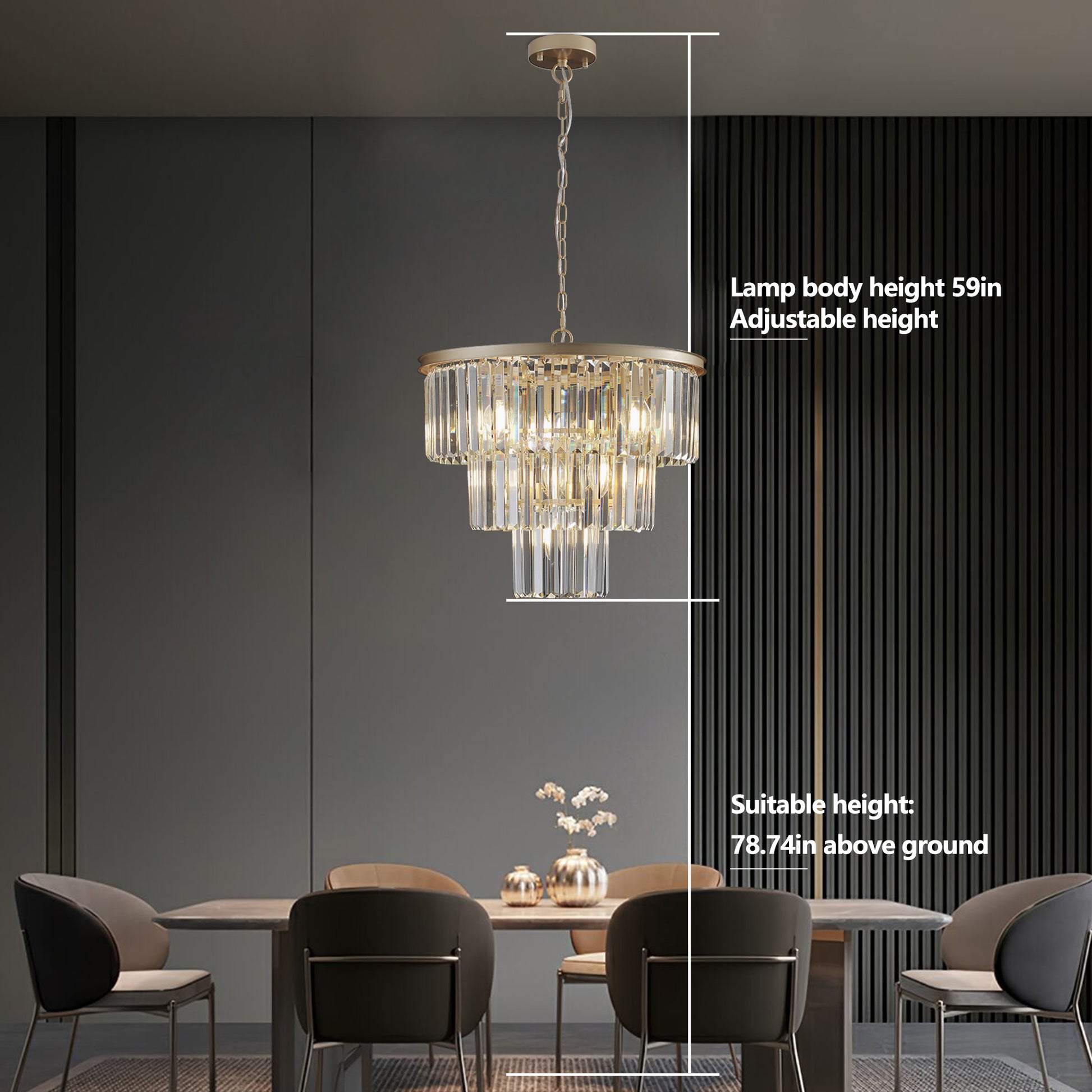 20" 7-Light Gold 3-Tier Crystal Chandelier - view 7