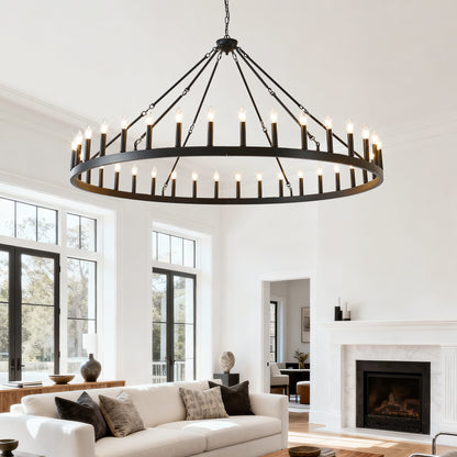 63.8" 36-Light Wagon Wheel Farmhouse Chandelier - view 2