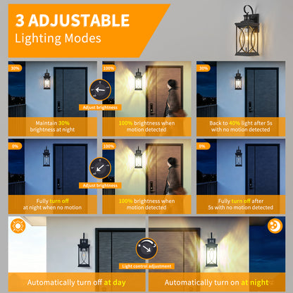 Black Motion Sensor Outdoor Wall Light - view 4