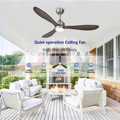 52" Nickel Solid Wood Ceiling Fan with Remote - view 11