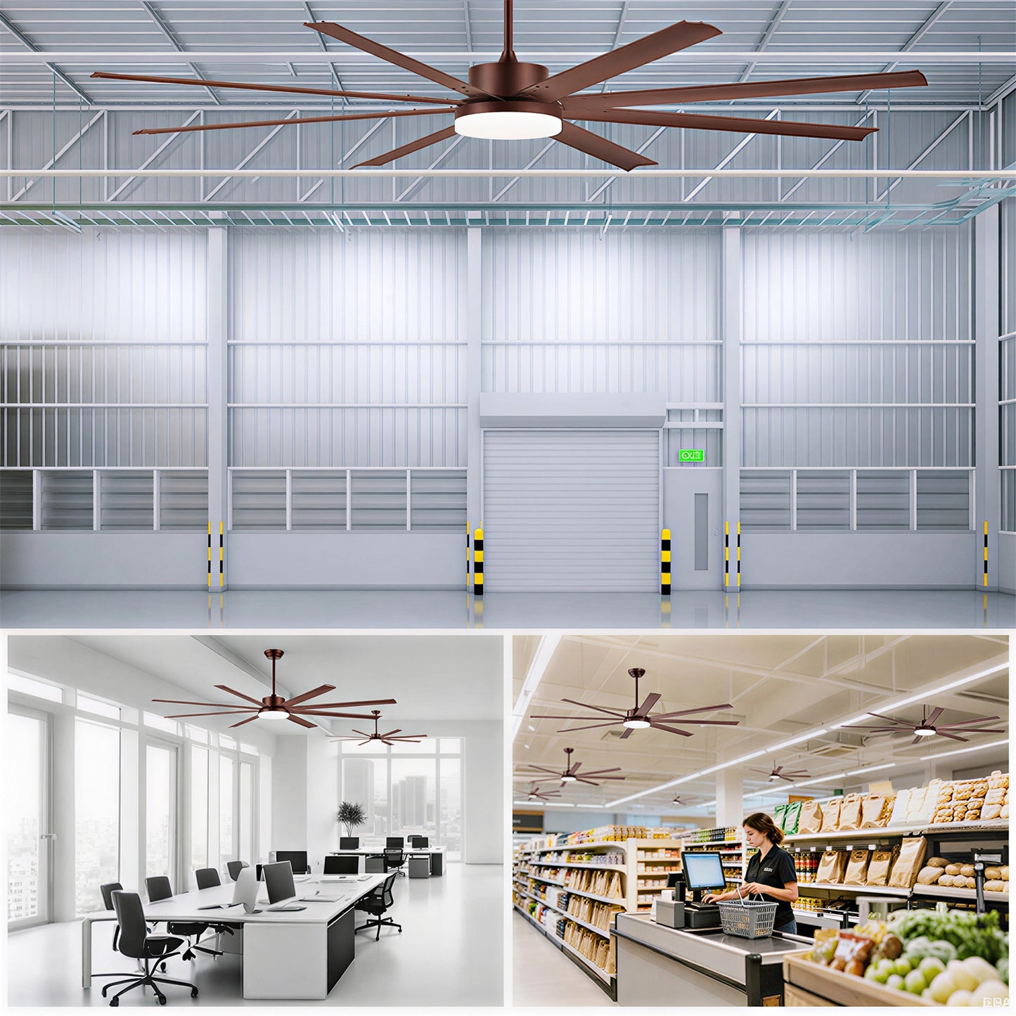 88" Coffee Industrial Ceiling Fan with Light & Remote - view 9