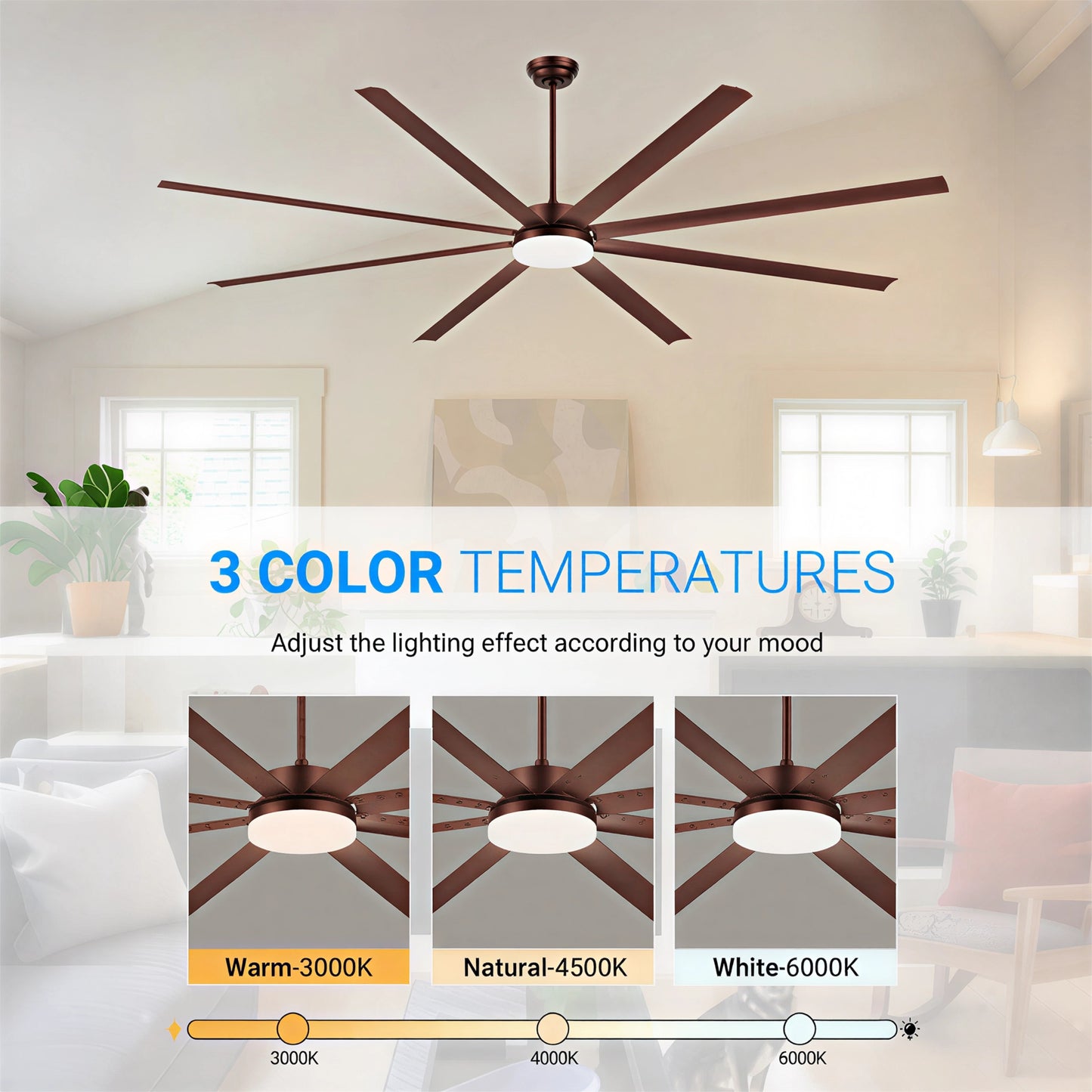96" Coffee Industrial Ceiling Fan with Remote - view 7