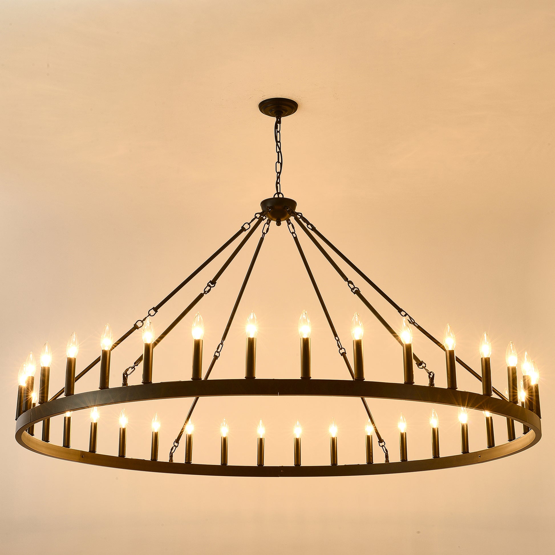 63.8" 36-Light Wagon Wheel Farmhouse Chandelier - view 12