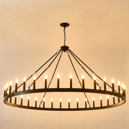 63.8" 36-Light Wagon Wheel Farmhouse Chandelier - view 12