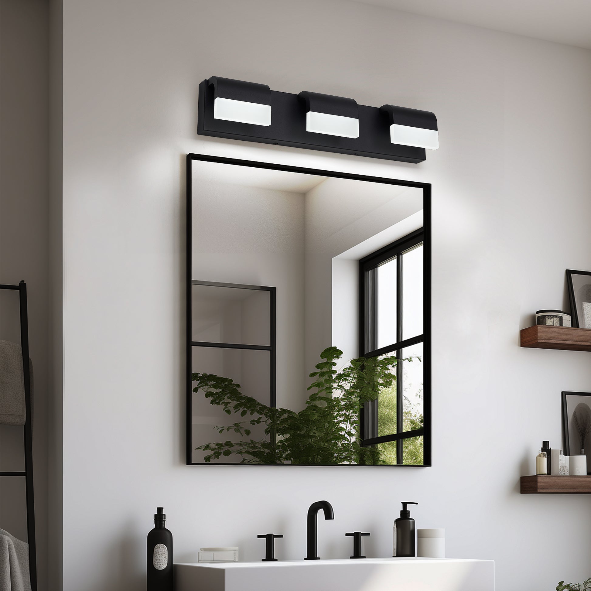 3-Light Matte Black Dimmable LED Vanity Light - view 2