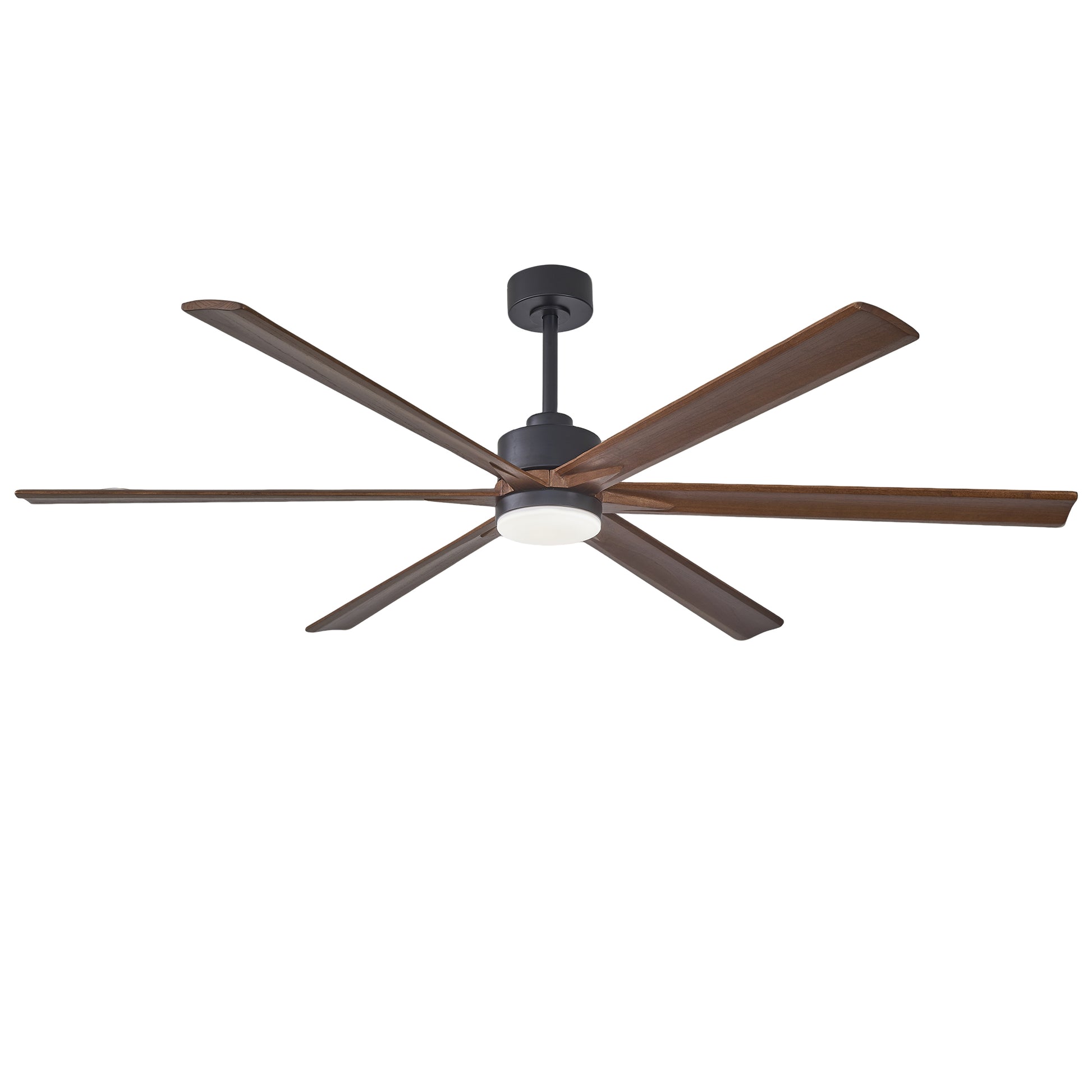70" Matte Black & Walnut Solid Wood Ceiling Fan