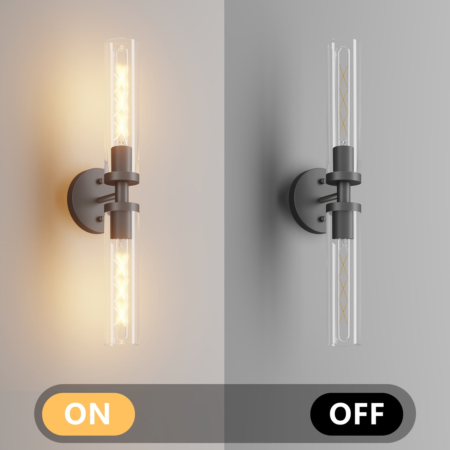Matte Black Wall Sconce with Clear Glass, Set of 2 - view 6