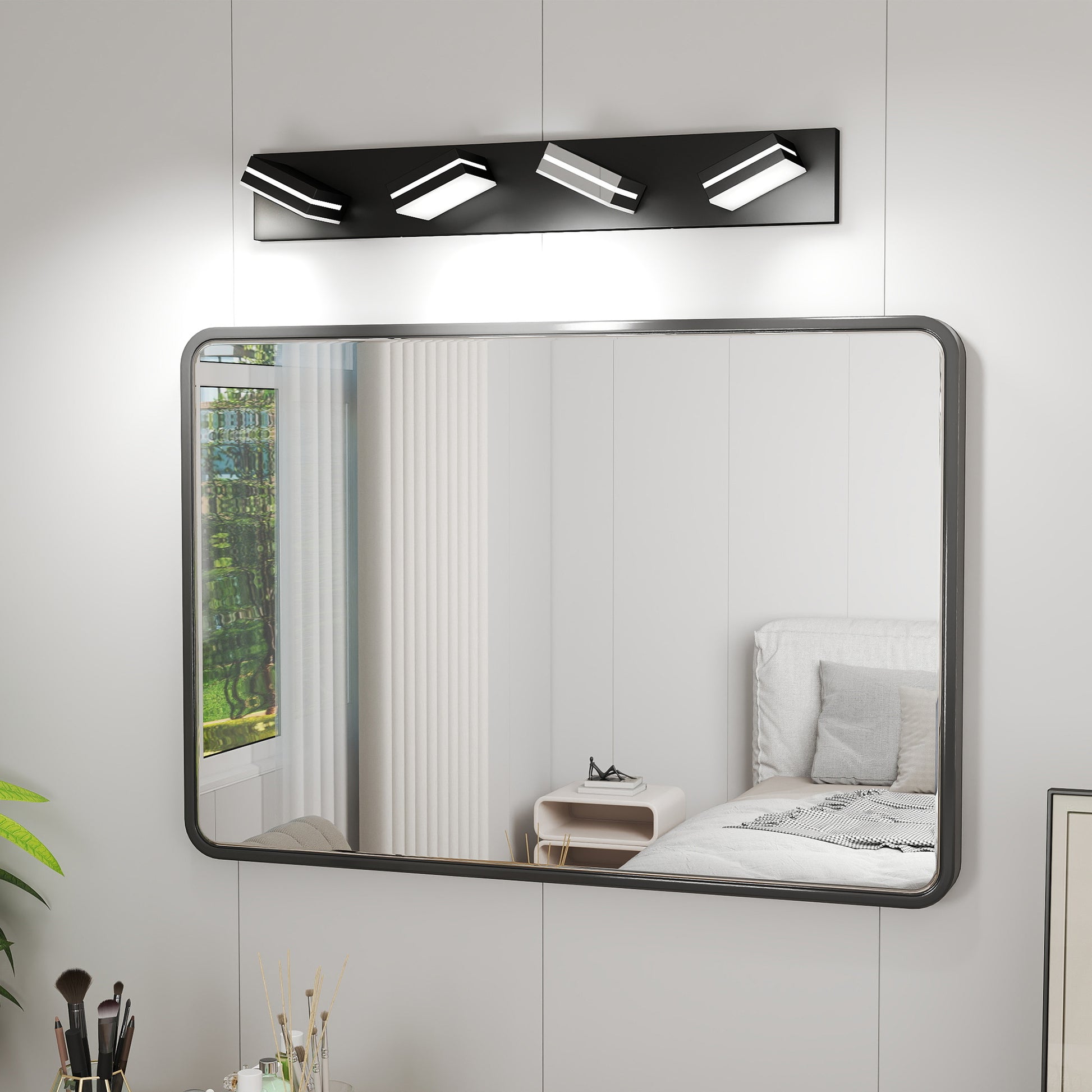 4-Light Black Minimalist LED Vanity Light - view 3