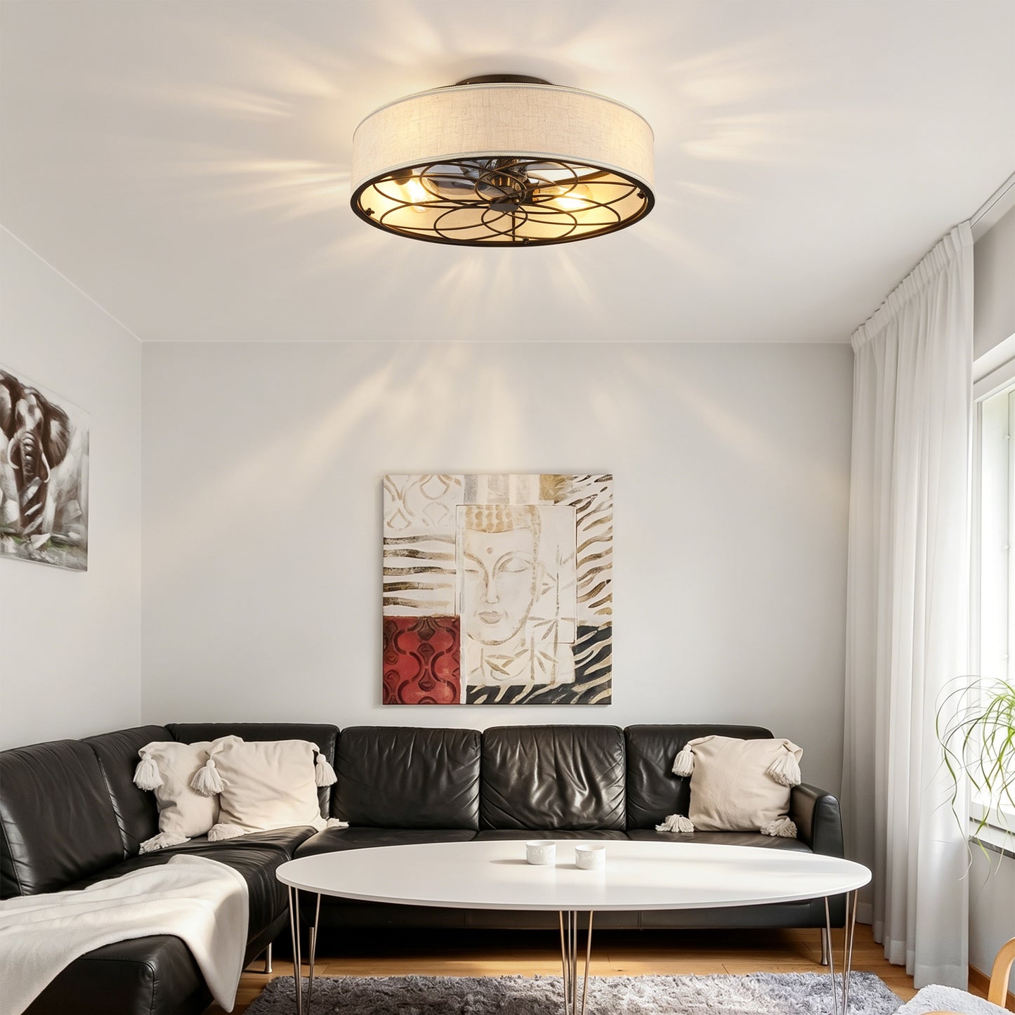 20" Farmhouse Fabric Bladeless Ceiling Fan with Remote - view 5