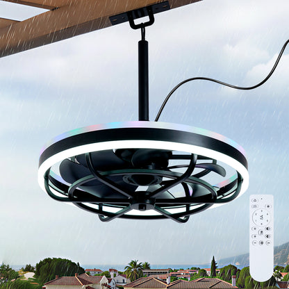Matte Black Indoor Outdoor Ceiling Fan with Dimmable LED - view 2