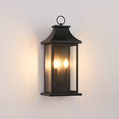 22" Black 2-Light Outdoor Wall Light with Glass - view 3