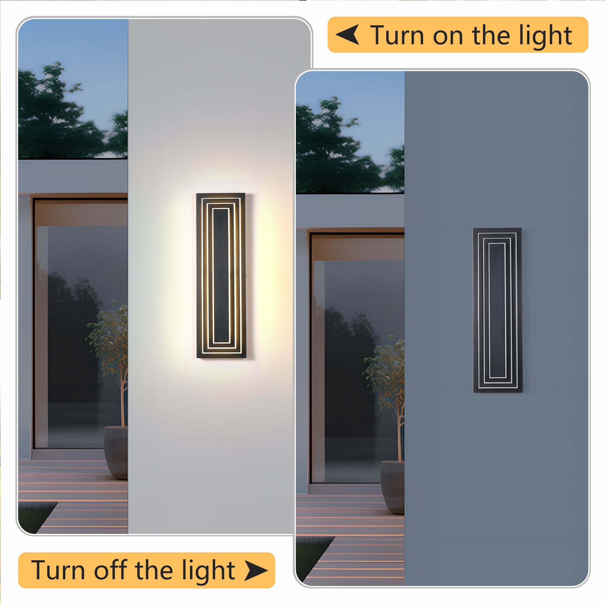 23.6" Black LED Outdoor Wall Light, Set of 2 - view 4