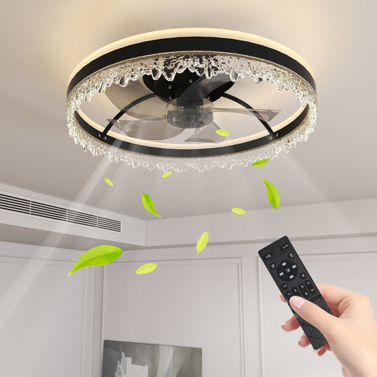 20" Black Smart Ceiling Fan with Light