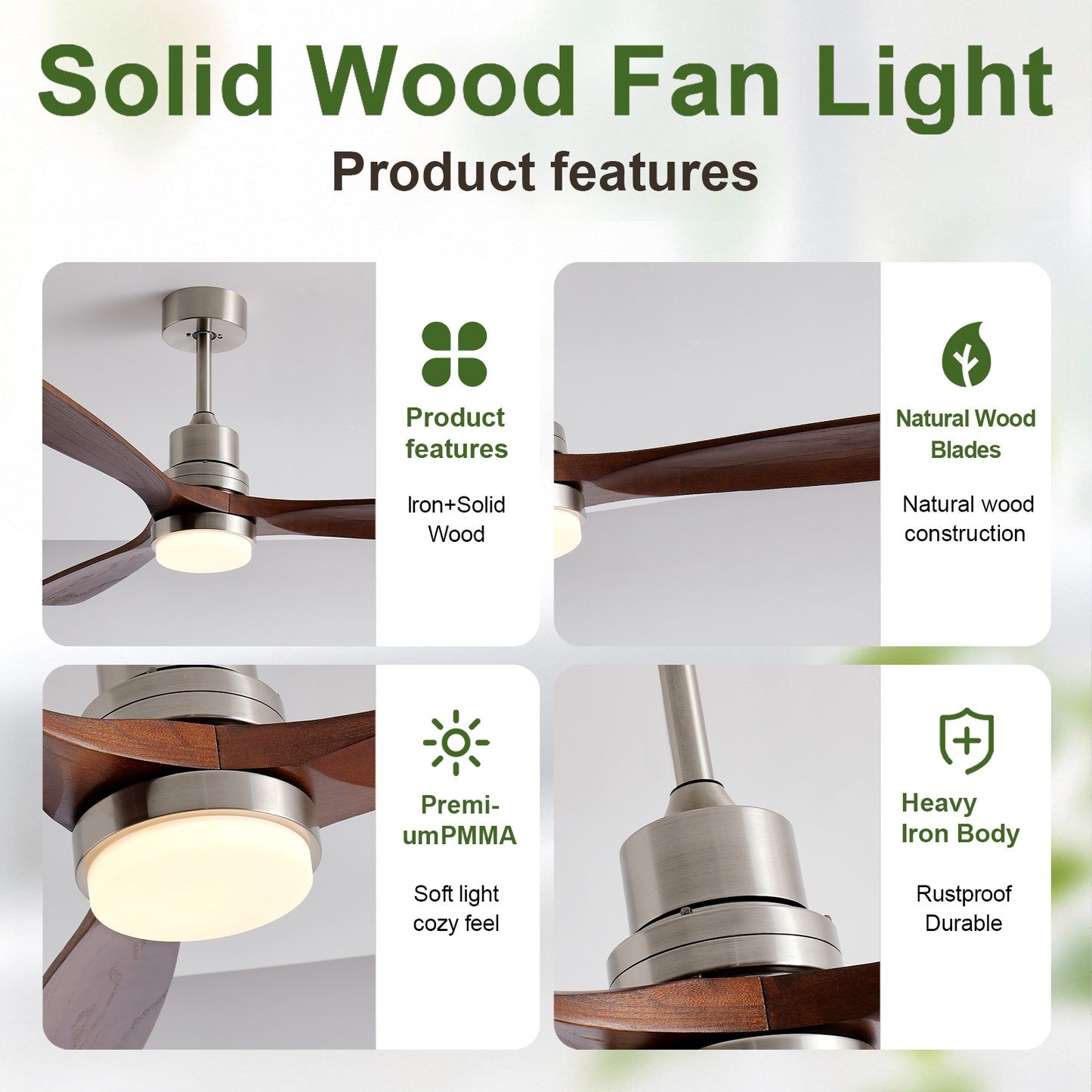 52" Brushed Nickel 3-Blade Ceiling Fan with Remote - view 6