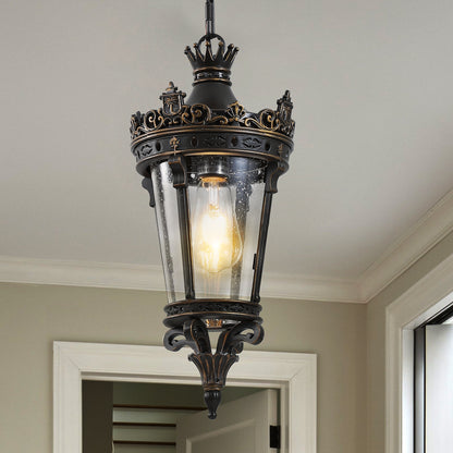 18"H Antique Gold Outdoor Lantern Pendant Light
