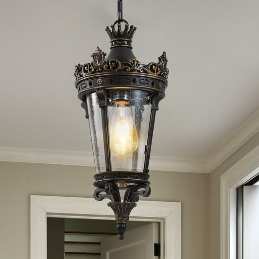 18"H Antique Gold Outdoor Lantern Pendant Light