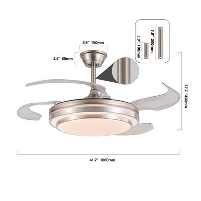 42" Chrome 3-Tier Retractable Ceiling Fan with Remote - view 11