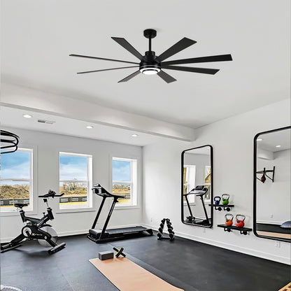 72" Matte Black 8-Blade Ceiling Fan with Dimmable LED - view 11