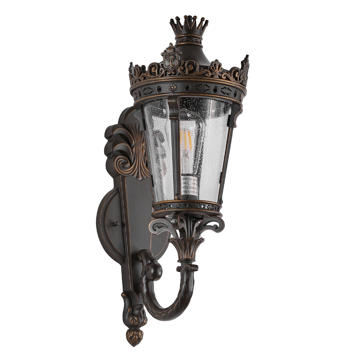 21"H Coffee Outdoor Wall Lantern with Crown Top - view 8