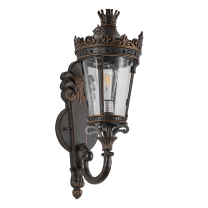 21"H Coffee Outdoor Wall Lantern with Crown Top - view 8