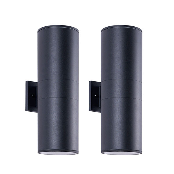 18" Matte Black Cylinder Outdoor Wall Light, Set of 2 - view 10