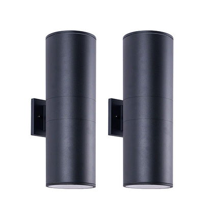 18" Matte Black Cylinder Outdoor Wall Light, Set of 2 - view 10