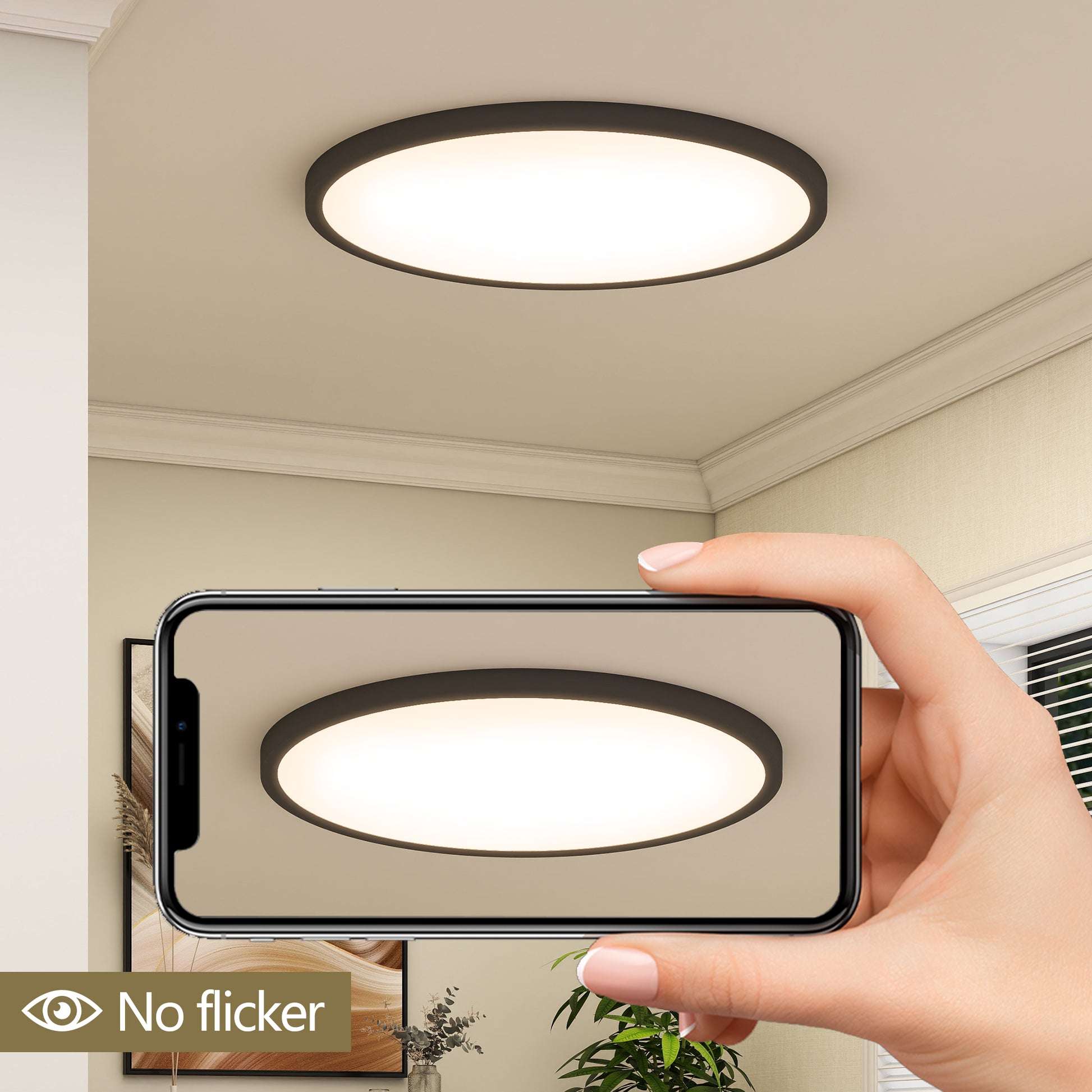 16" Black Dimmable LED Flush Mount Ceiling Light, 4-Pack - view 4