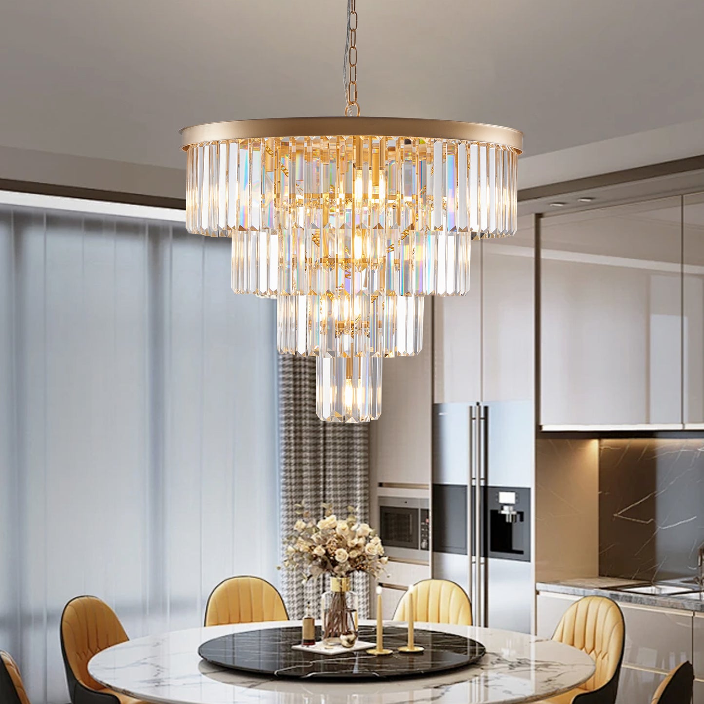 24" 4-Tier Gold Crystal Chandelier - view 2