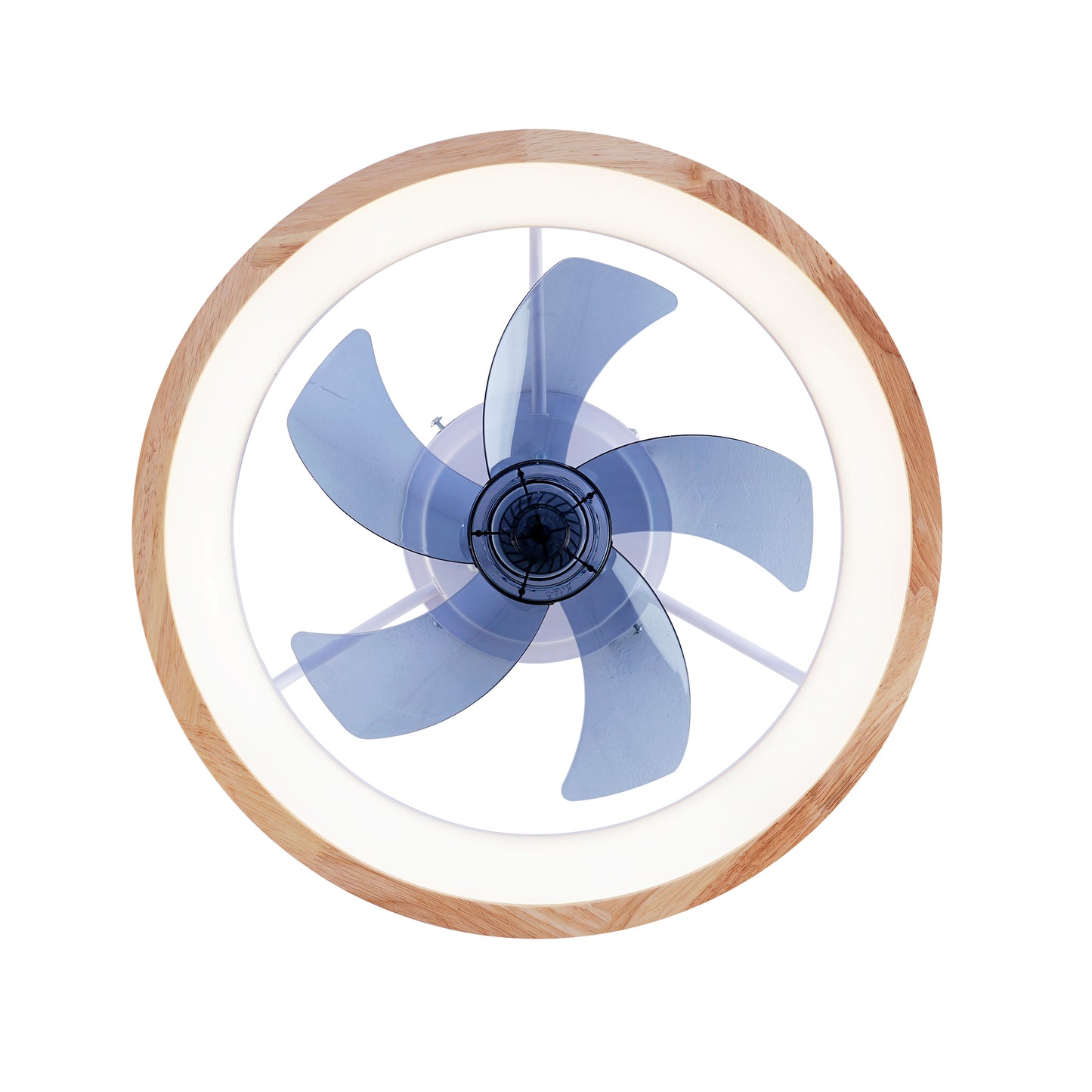 20" Wood & White Flush Mount Ceiling Fan with Dimmable LED - view 24