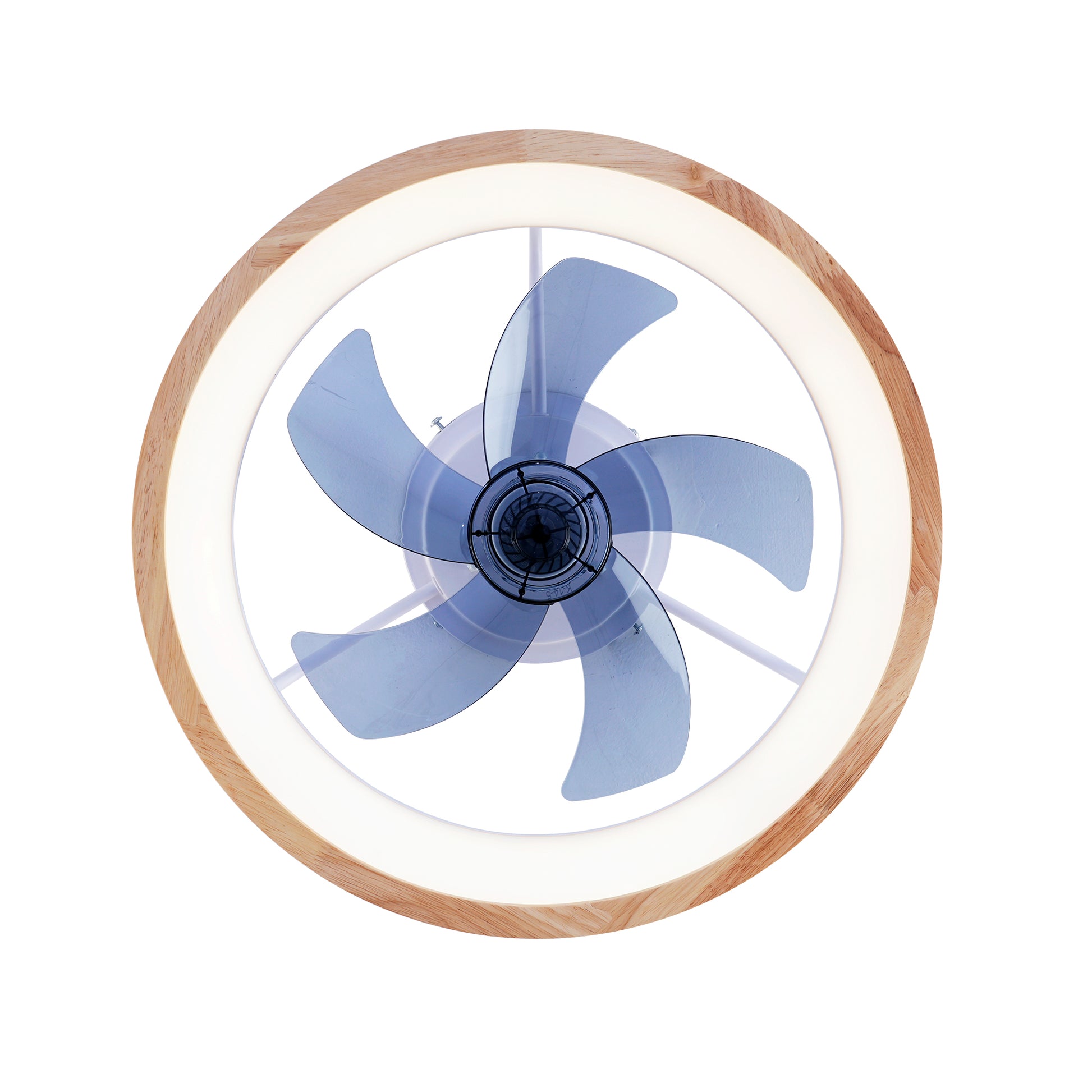 20" Wood & White Flush Mount Ceiling Fan with Dimmable LED - view 24