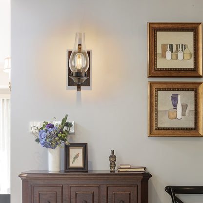 Farmhouse Black & Gold Wall Light with Clear Glass, Set of 2 - view 4