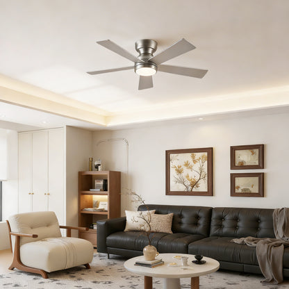 46" Silver 5-Blade Ceiling Fan with LED Light & Remote - view 3
