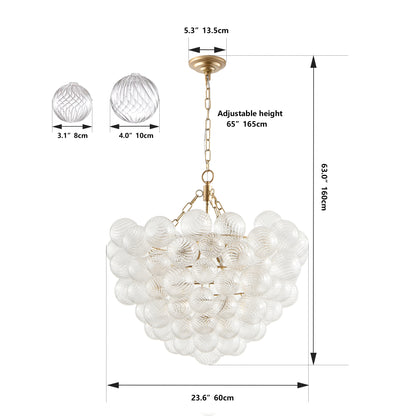 23.6" Gold Chandelier with Threaded Glass Globe - view 9