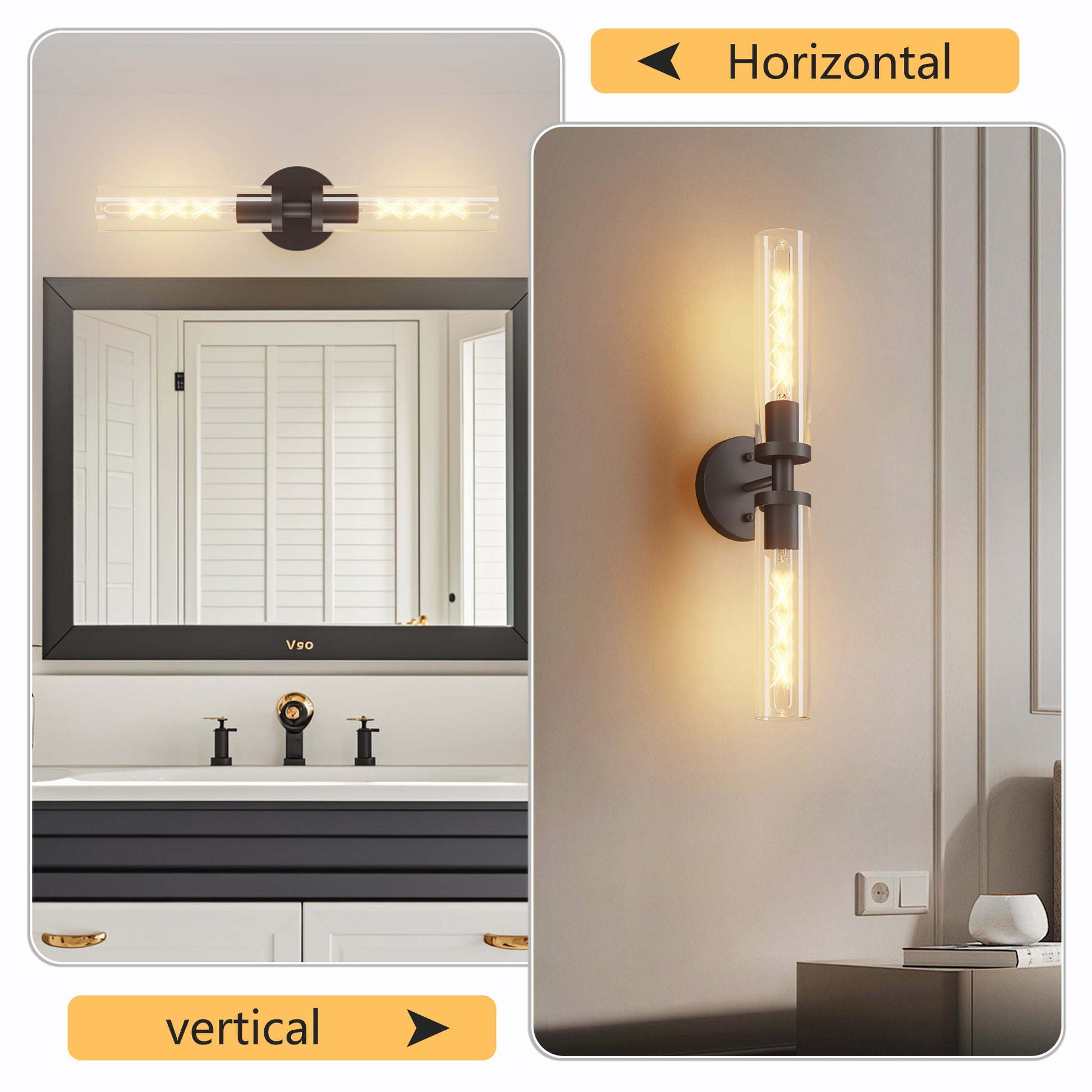 Matte Black Wall Sconce with Clear Glass, Set of 2 - view 5