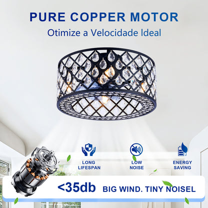 18.11" Crystal Flush Mount Ceiling Fan with Remote - view 13