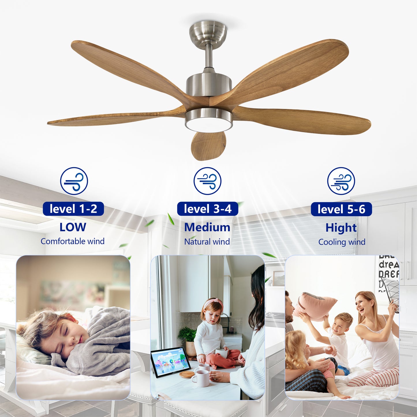 52" Nickel Reversible Ceiling Fan with Light - view 11