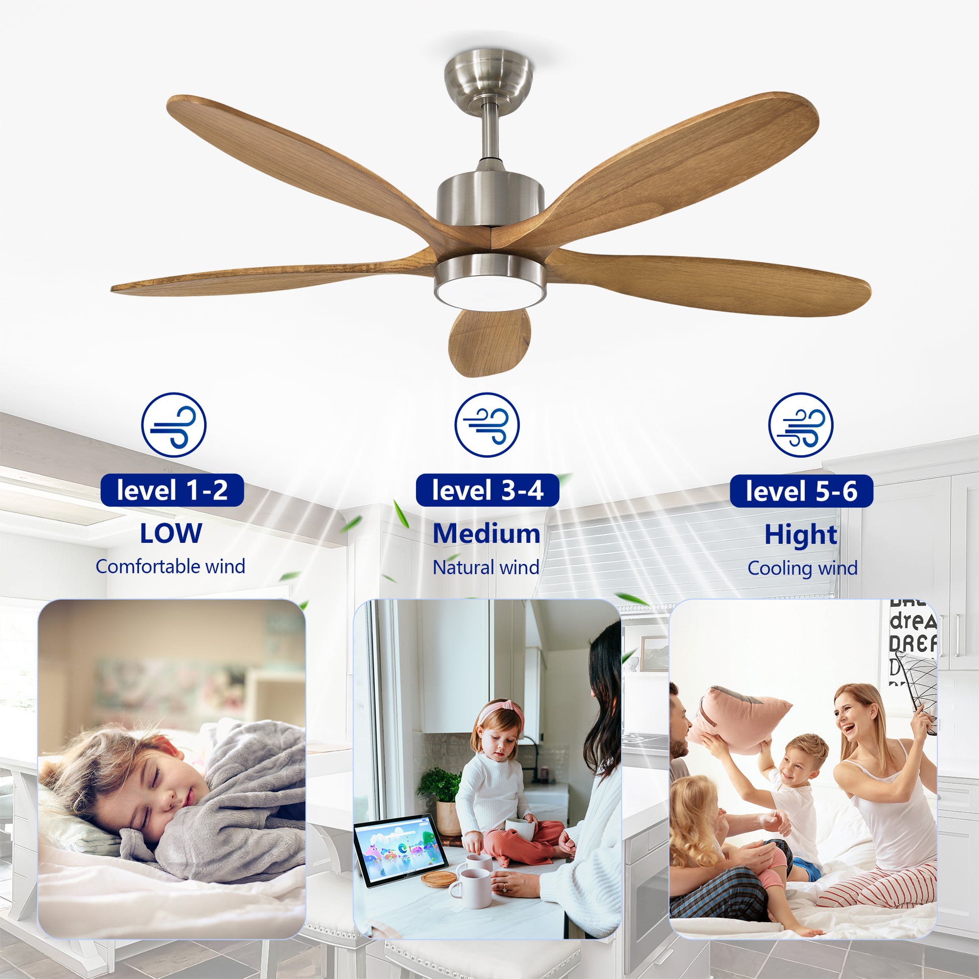 52" Nickel Reversible Ceiling Fan with Light - view 11