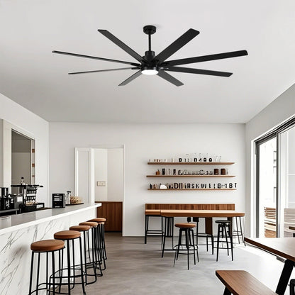 84" Matte Black Plywood Ceiling Fan with Dimmable LED - view 9
