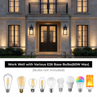 Matte Black Wavy Outdoor Wall Light with Clear Glass - view 6