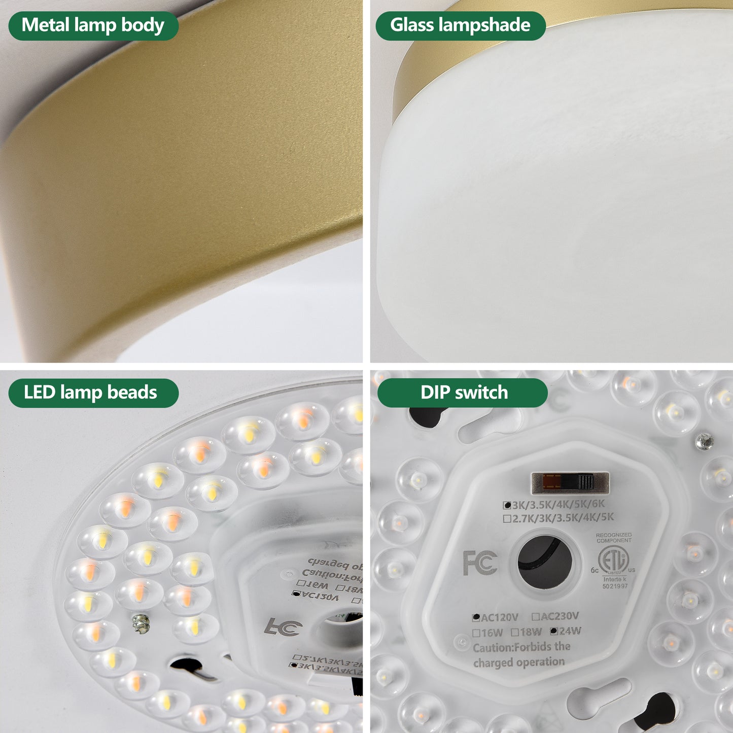 12" Gold Round LED Flush Mount Ceiling Light - view 8