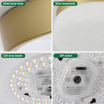 12" Gold Round LED Flush Mount Ceiling Light - view 8