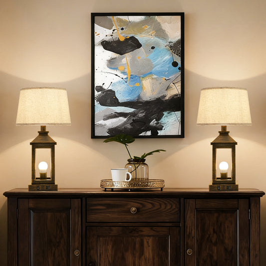 20.5" Black & Gold Farmhouse Touch Table Lamp